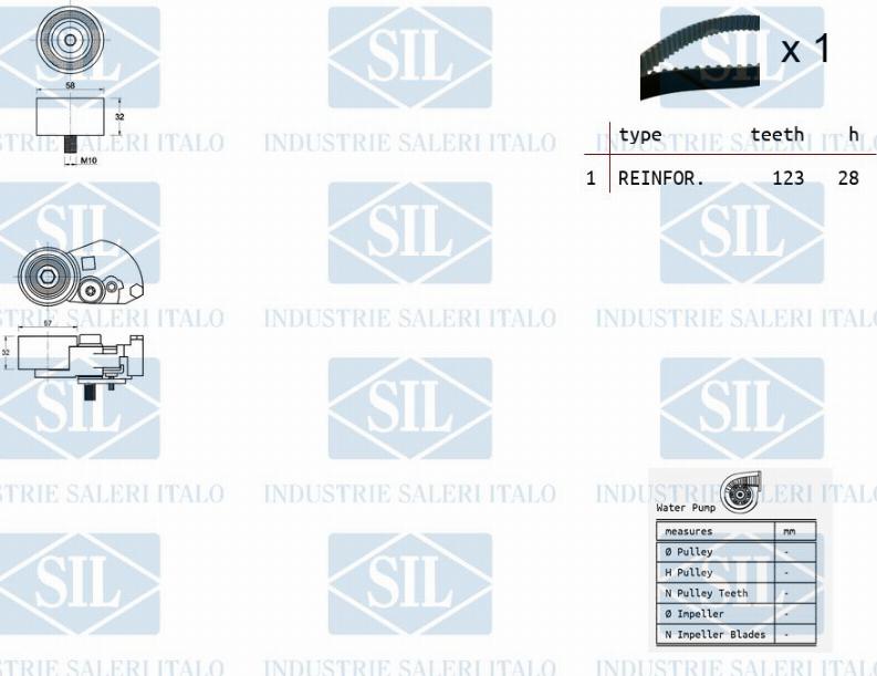 Saleri SIL K1PA1454 - Ūdenssūknis + Zobsiksnas komplekts ps1.lv