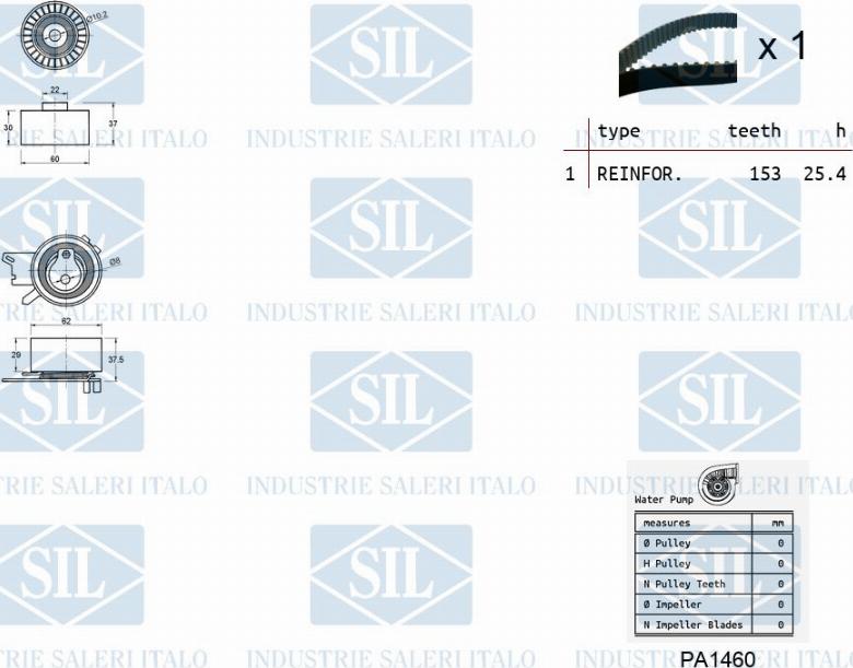 Saleri SIL K1PA1460 - Ūdenssūknis + Zobsiksnas komplekts ps1.lv