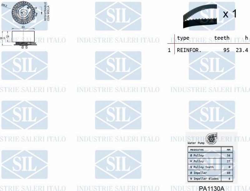 Saleri SIL K1PA1404 - Ūdenssūknis + Zobsiksnas komplekts ps1.lv