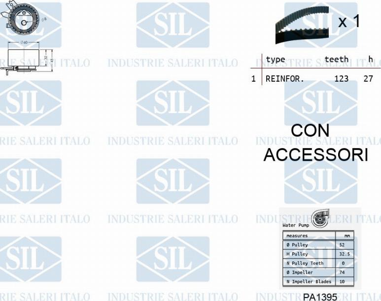 Saleri SIL K1PA1395 - Ūdenssūknis + Zobsiksnas komplekts ps1.lv