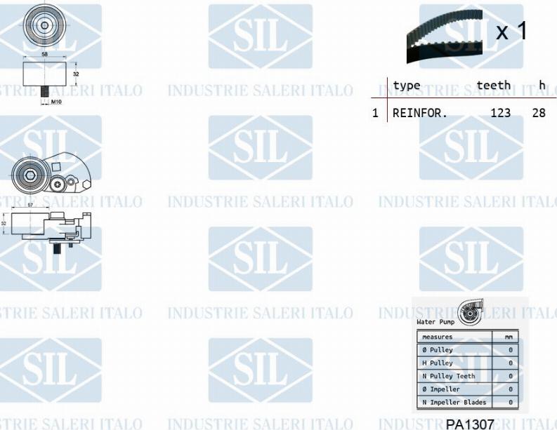 Saleri SIL K1PA1307 - Ūdenssūknis + Zobsiksnas komplekts ps1.lv