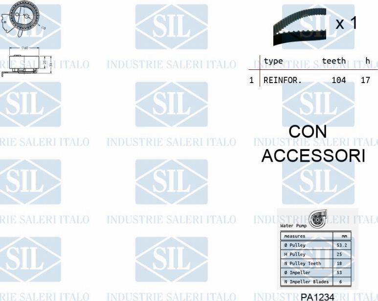 Saleri SIL K1PA1234 - Ūdenssūknis + Zobsiksnas komplekts ps1.lv