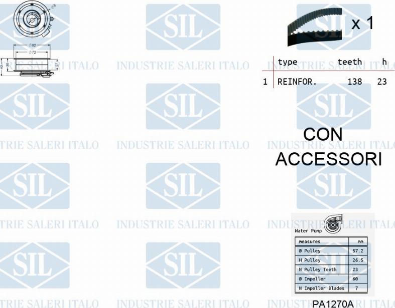 Saleri SIL K1PA1270A - Ūdenssūknis + Zobsiksnas komplekts ps1.lv