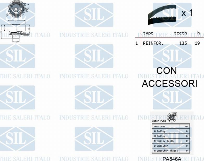 Saleri SIL K1PA846A - Ūdenssūknis + Zobsiksnas komplekts ps1.lv