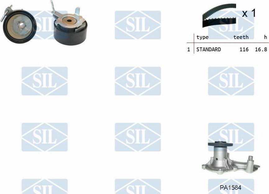 Saleri SIL K3PA1584 - Ūdenssūknis + Zobsiksnas komplekts ps1.lv