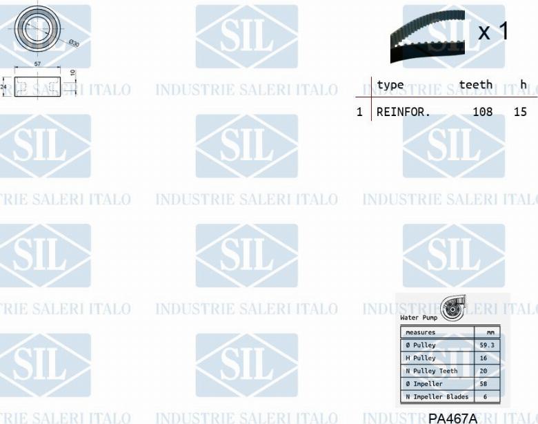 Saleri SIL K2PA467A - Ūdenssūknis + Zobsiksnas komplekts ps1.lv