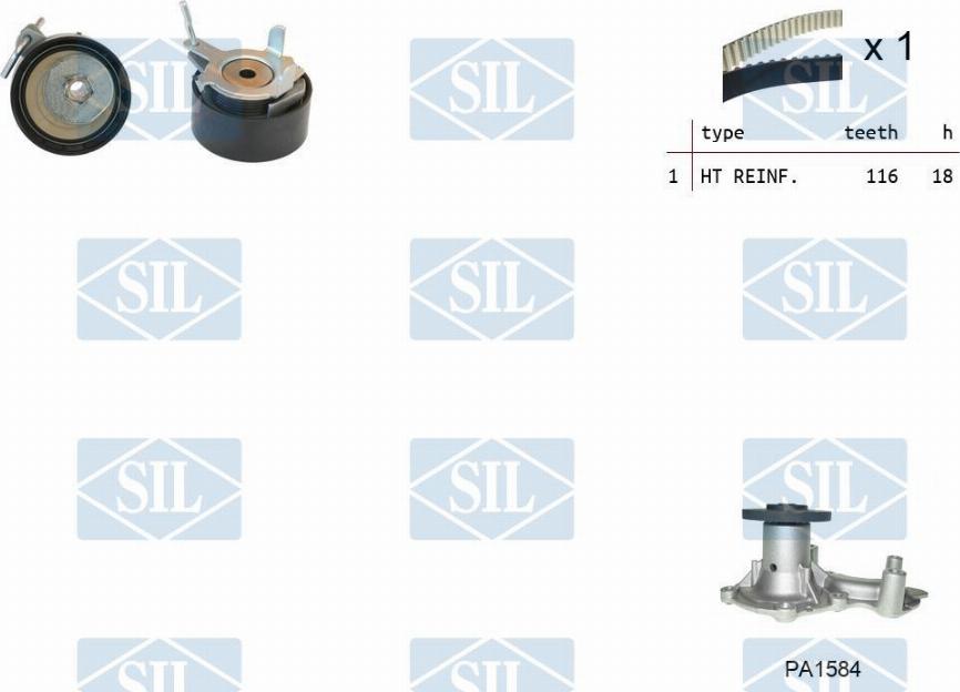 Saleri SIL K2PA1584 - Ūdenssūknis + Zobsiksnas komplekts ps1.lv