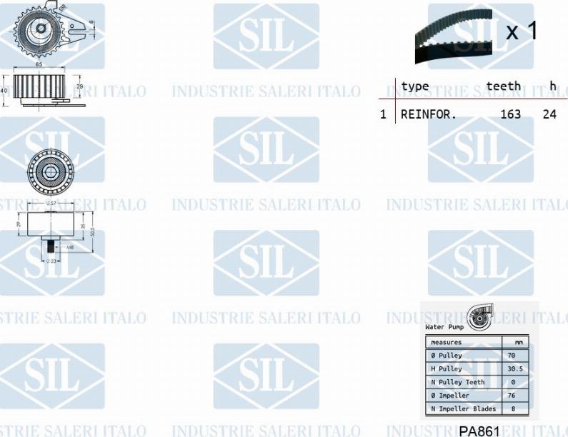 Saleri SIL K2PA861 - Ūdenssūknis + Zobsiksnas komplekts ps1.lv