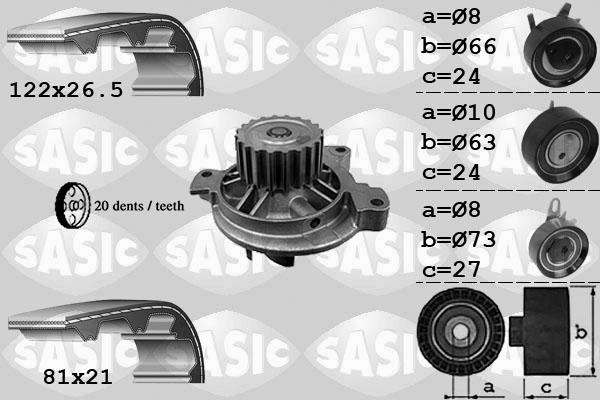 Sasic 3906049 - Ūdenssūknis + Zobsiksnas komplekts ps1.lv