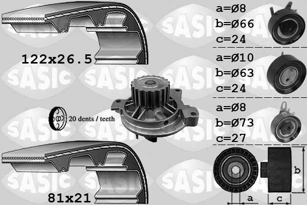 Sasic 3906052 - Ūdenssūknis + Zobsiksnas komplekts ps1.lv