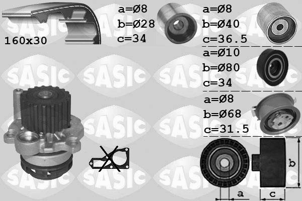 Sasic 3906082 - Ūdenssūknis + Zobsiksnas komplekts ps1.lv