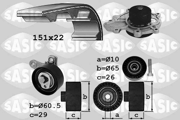 Sasic 3906108 - Ūdenssūknis + Zobsiksnas komplekts ps1.lv