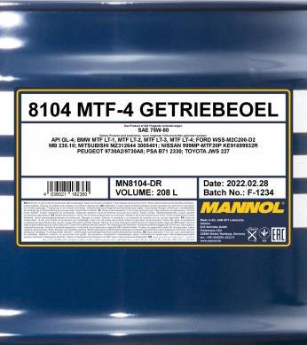 SCT-MANNOL MN8104-DR - Transmisijas eļļa ps1.lv