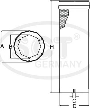 SCT-MANNOL SW 3856 - Sekundārā gaisa filtrs ps1.lv