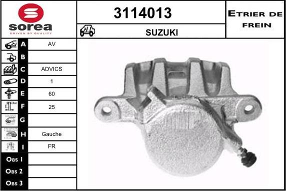 Sera 3114013 - Bremžu suports ps1.lv