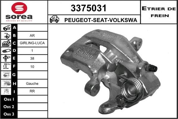 Sera 3375031 - Bremžu suports ps1.lv