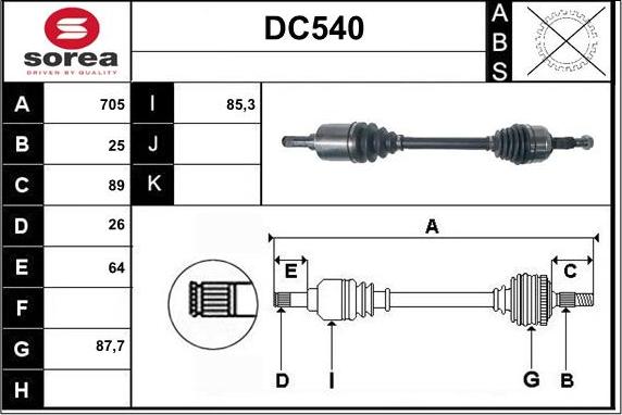 Sera DC540 - Piedziņas vārpsta ps1.lv