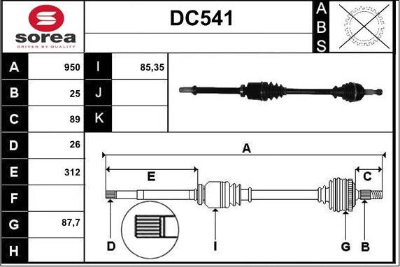 Sera DC541 - Piedziņas vārpsta ps1.lv