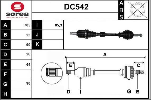 Sera DC542 - Piedziņas vārpsta ps1.lv