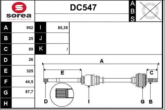 Sera DC547 - Piedziņas vārpsta ps1.lv