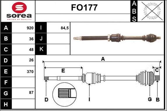 Sera FO177 - Piedziņas vārpsta ps1.lv