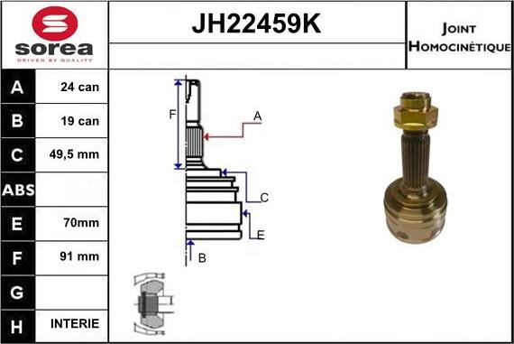 Sera JH22459K - Šarnīru komplekts, Piedziņas vārpsta ps1.lv