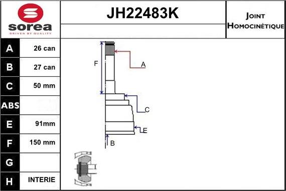 Sera JH22483K - Šarnīru komplekts, Piedziņas vārpsta ps1.lv