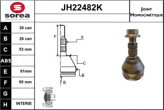 Sera JH22482K - Šarnīru komplekts, Piedziņas vārpsta ps1.lv