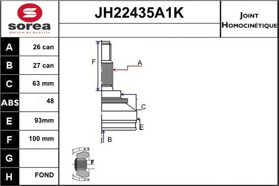 Sera JH22435A1K - Šarnīru komplekts, Piedziņas vārpsta ps1.lv