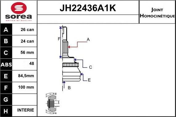 Sera JH22436A1K - Šarnīru komplekts, Piedziņas vārpsta ps1.lv