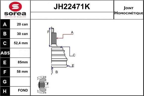 Sera JH22471K - Šarnīru komplekts, Piedziņas vārpsta ps1.lv