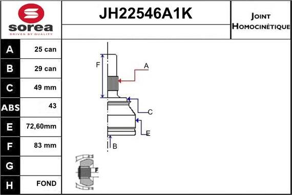 Sera JH22546A1K - Šarnīru komplekts, Piedziņas vārpsta ps1.lv