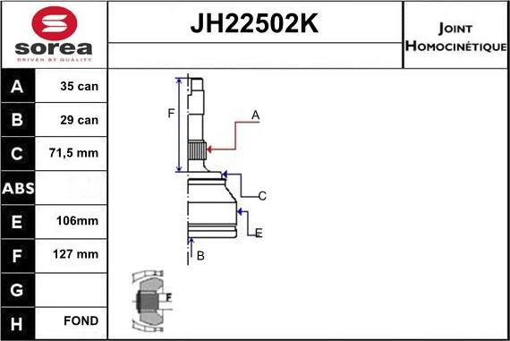 Sera JH22502K - Šarnīru komplekts, Piedziņas vārpsta ps1.lv