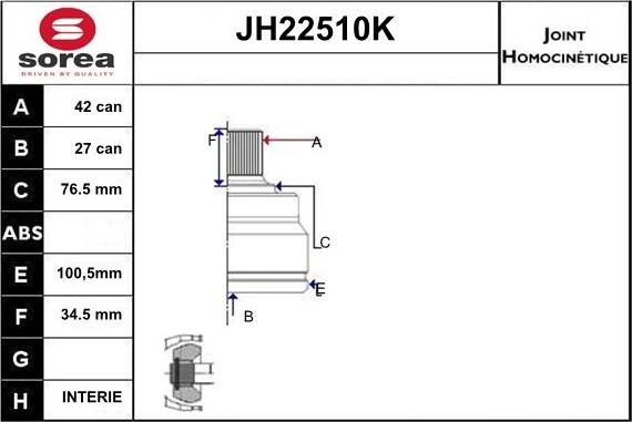 Sera JH22510K - Šarnīru komplekts, Piedziņas vārpsta ps1.lv
