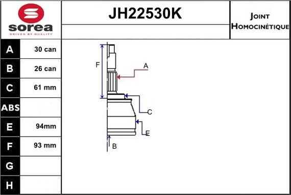 Sera JH22530K - Šarnīru komplekts, Piedziņas vārpsta ps1.lv