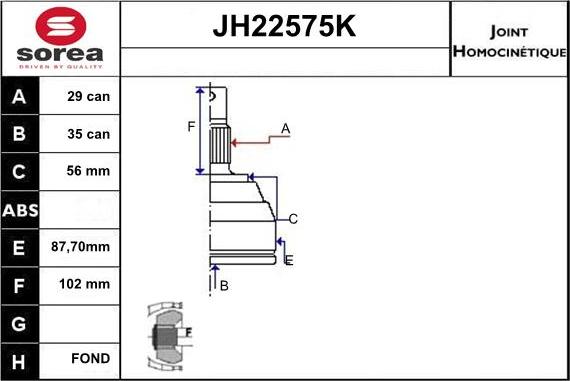 Sera JH22575K - Šarnīru komplekts, Piedziņas vārpsta ps1.lv