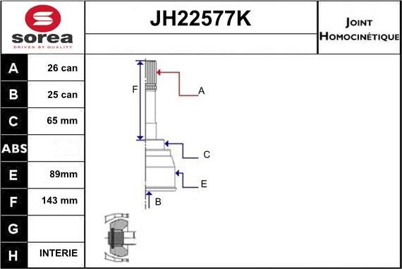 Sera JH22577K - Šarnīru komplekts, Piedziņas vārpsta ps1.lv