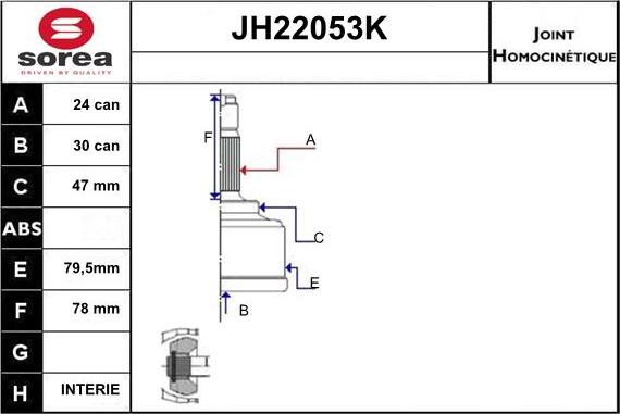 Sera JH22053K - Šarnīru komplekts, Piedziņas vārpsta ps1.lv