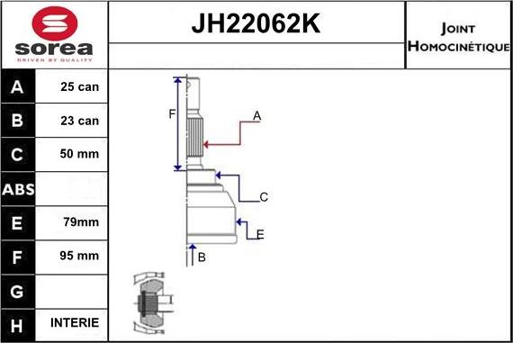 Sera JH22062K - Šarnīru komplekts, Piedziņas vārpsta ps1.lv