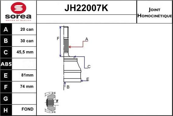 Sera JH22007K - Šarnīru komplekts, Piedziņas vārpsta ps1.lv