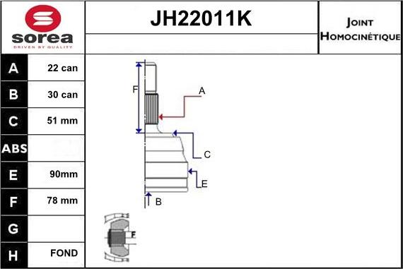 Sera JH22011K - Šarnīru komplekts, Piedziņas vārpsta ps1.lv