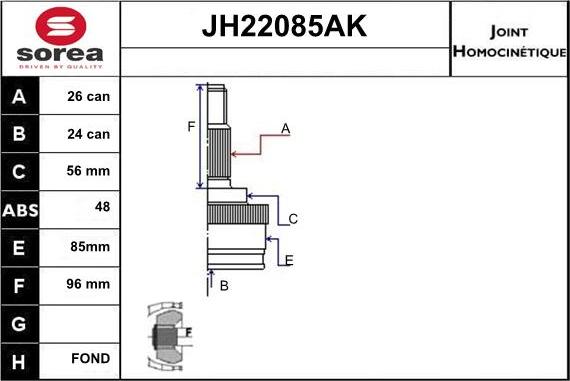 Sera JH22085AK - Šarnīru komplekts, Piedziņas vārpsta ps1.lv