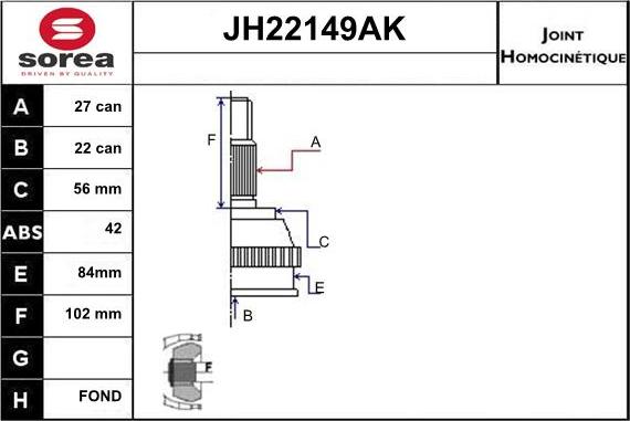 Sera JH22149AK - Šarnīru komplekts, Piedziņas vārpsta ps1.lv