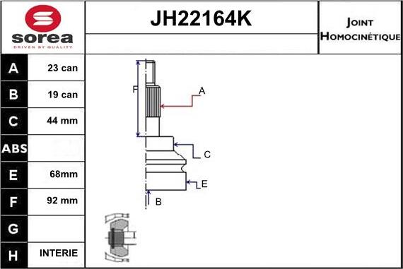 Sera JH22164K - Šarnīru komplekts, Piedziņas vārpsta ps1.lv