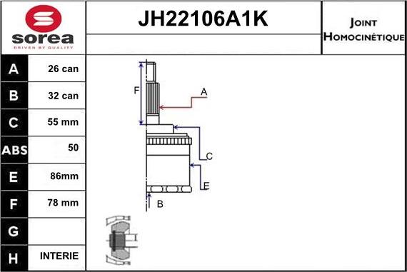 Sera JH22106A1K - Šarnīru komplekts, Piedziņas vārpsta ps1.lv