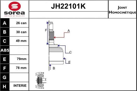 Sera JH22101K - Šarnīru komplekts, Piedziņas vārpsta ps1.lv