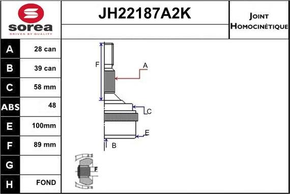 Sera JH22187A2K - Šarnīru komplekts, Piedziņas vārpsta ps1.lv