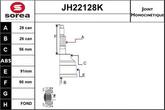 Sera JH22128K - Šarnīru komplekts, Piedziņas vārpsta ps1.lv