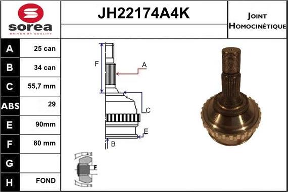 Sera JH22174A4K - Šarnīru komplekts, Piedziņas vārpsta ps1.lv