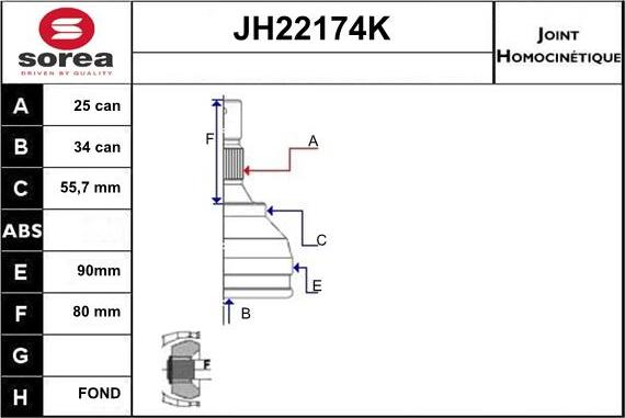 Sera JH22174K - Šarnīru komplekts, Piedziņas vārpsta ps1.lv